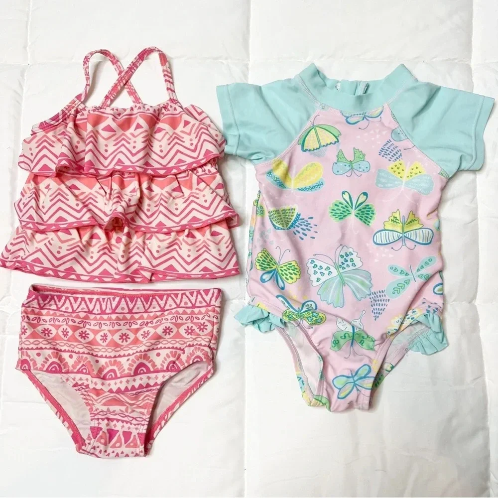 Bundle of 2 Baby Girl 9-12 Month One Piece Swimsuits
